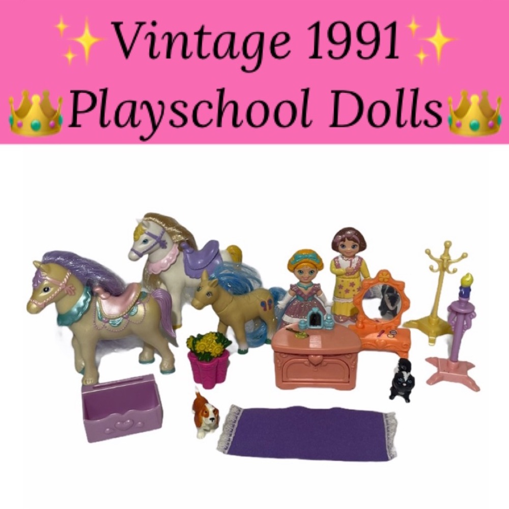 1991 Playskool Dolls Princess Horse Castle 1990’s Vintage Toys Lot Bundle Pink